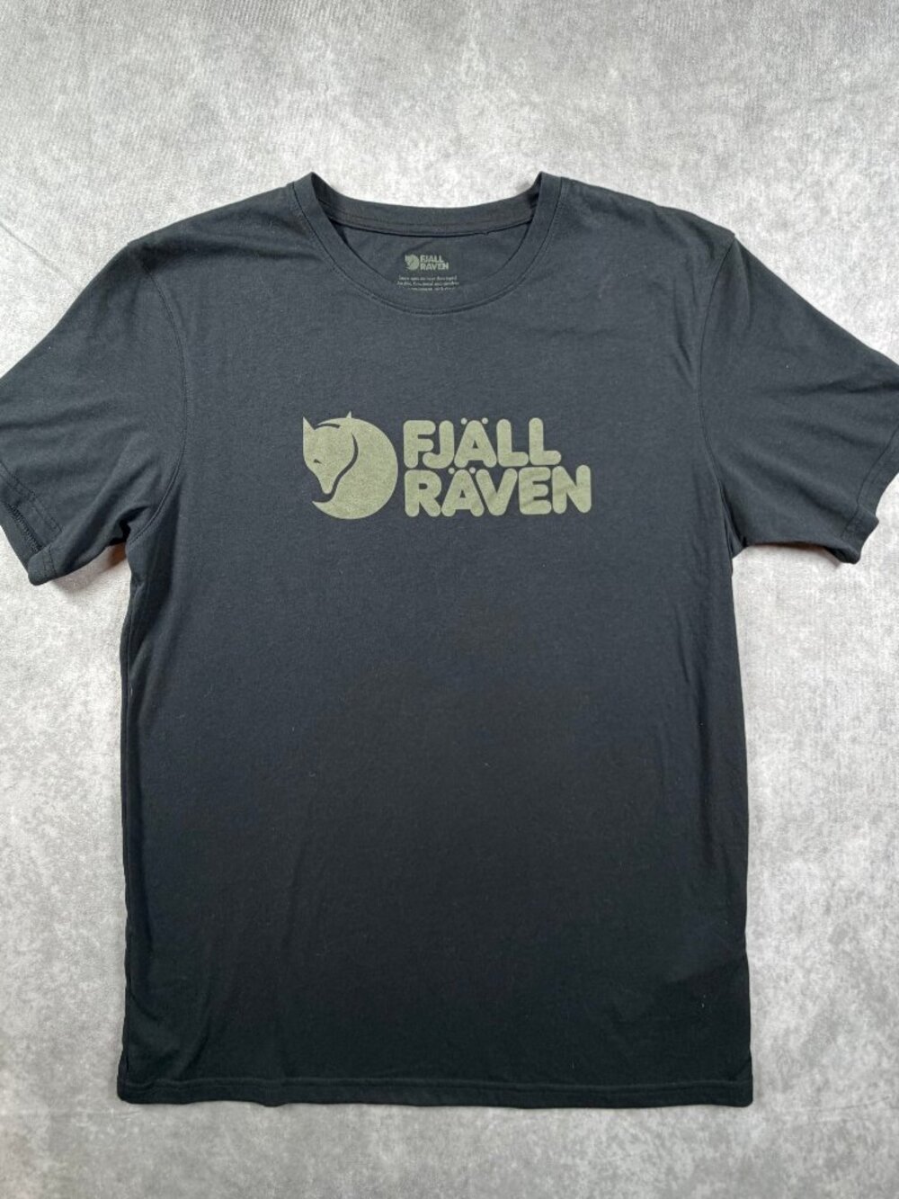 Fjallraven Men’s Logo T-Shirt Cotton Blend Black Short Sleeve Size L